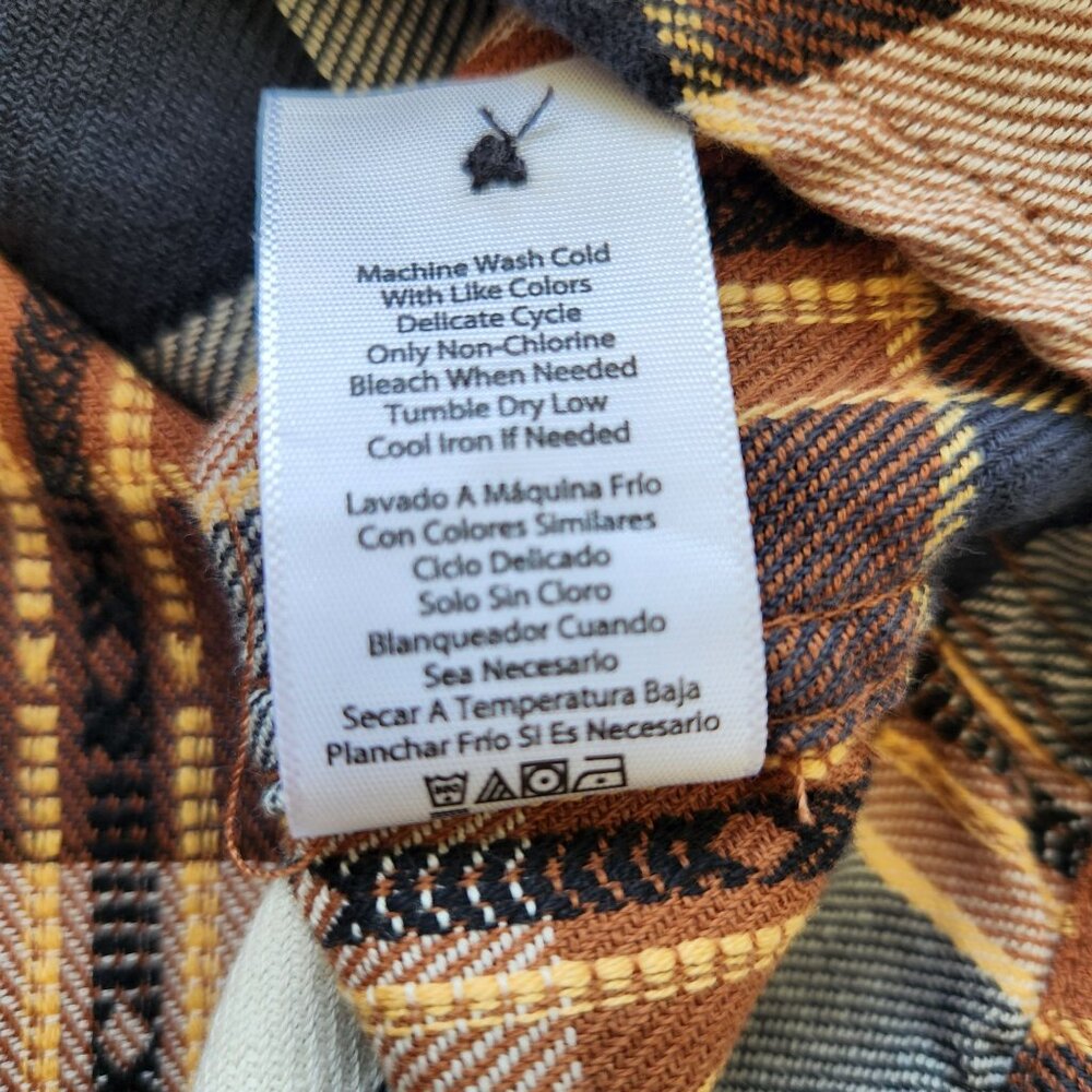 Frye Button Down Flannel Shirt Jacquard Brown Plaid Business Casual Western - Picture 9 of 11